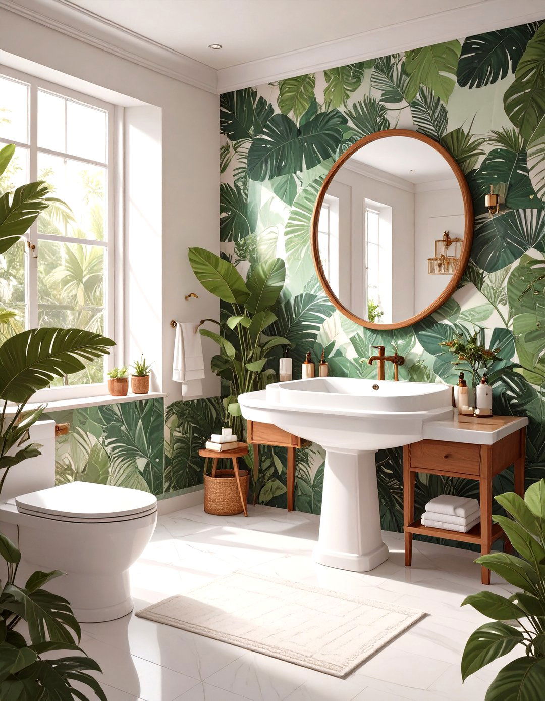 Bold Wallpaper on a Single Wall - 30 small bathroom remodeling ideas
