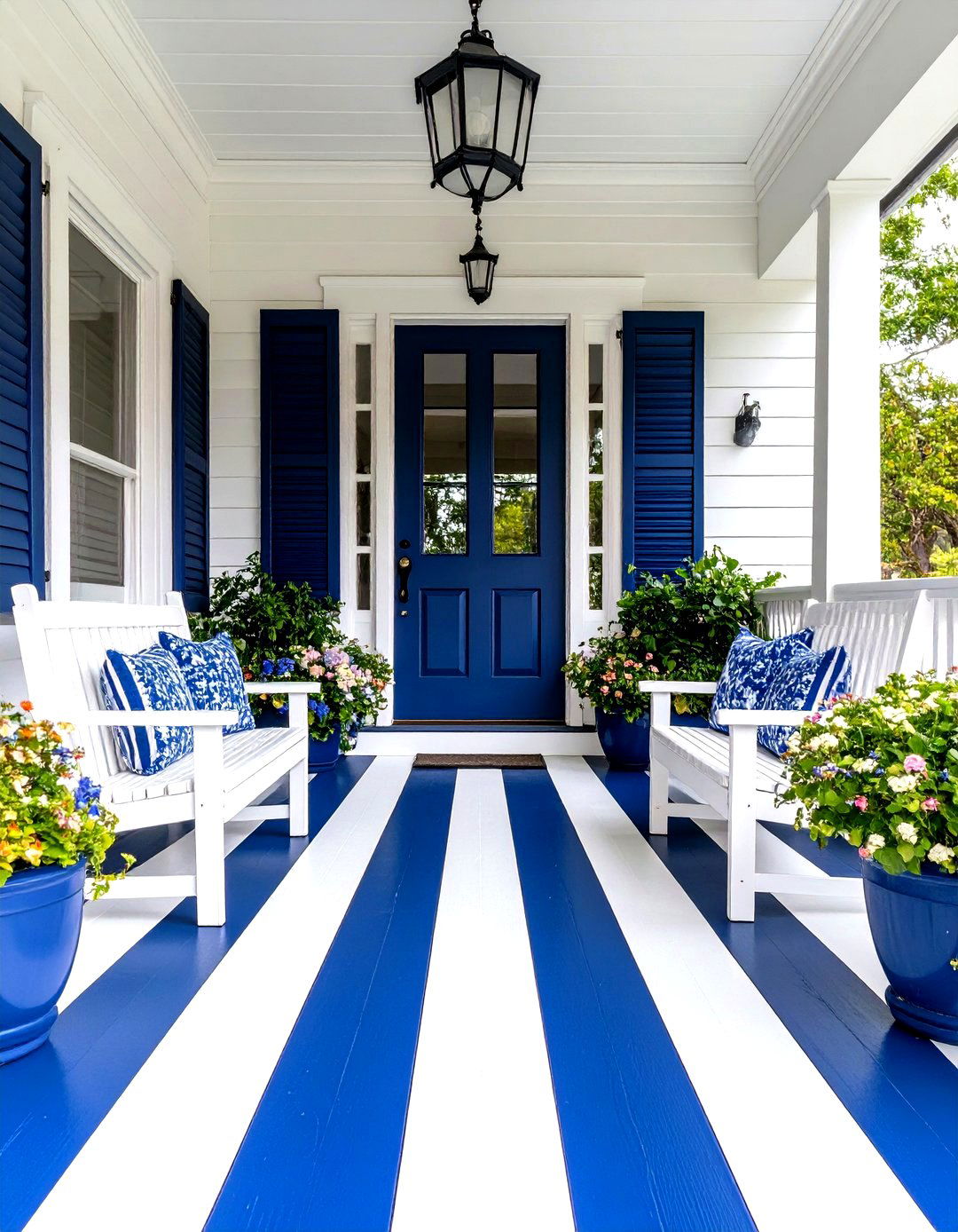 Boldly Painted Concrete Flooring - 30 front porch flooring ideas