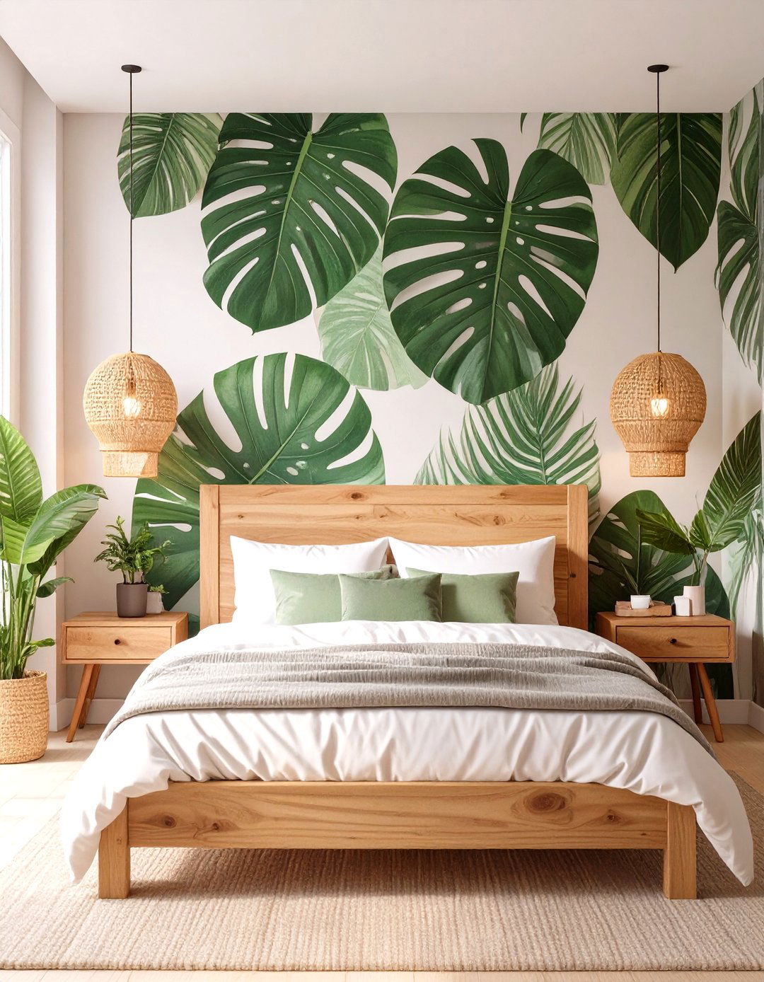 Botanical Bliss Bedroom Sanctuary - 30 how to use wallpaper in interior design ideas