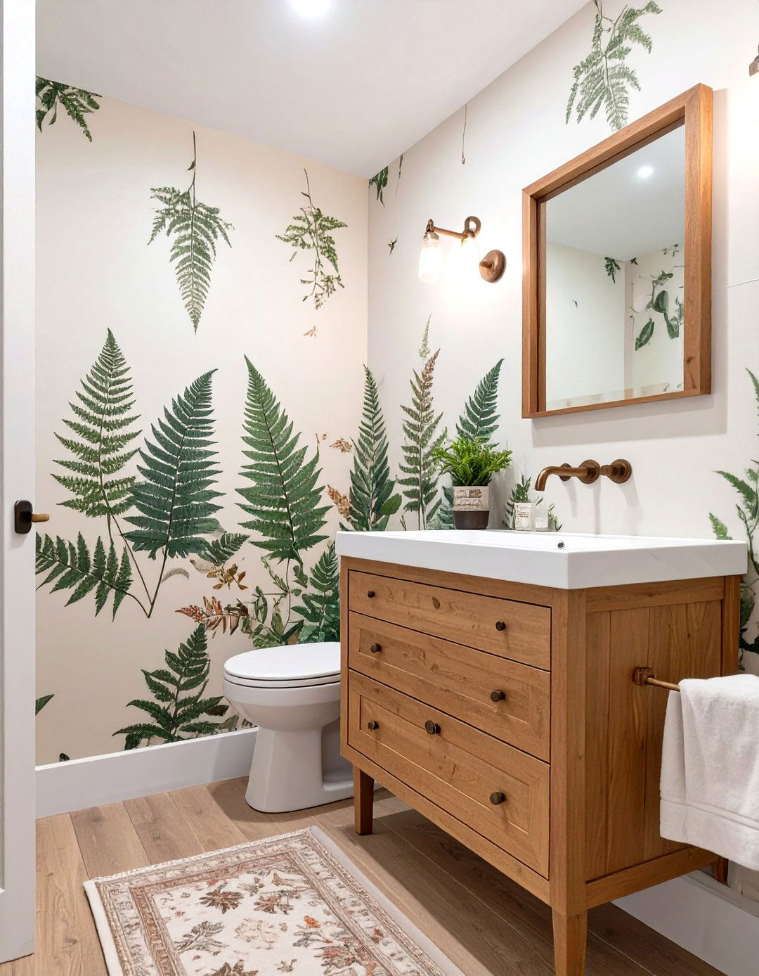 Botanical Illustration Half Bathroom - 30 half bathroom wallpaper ideas