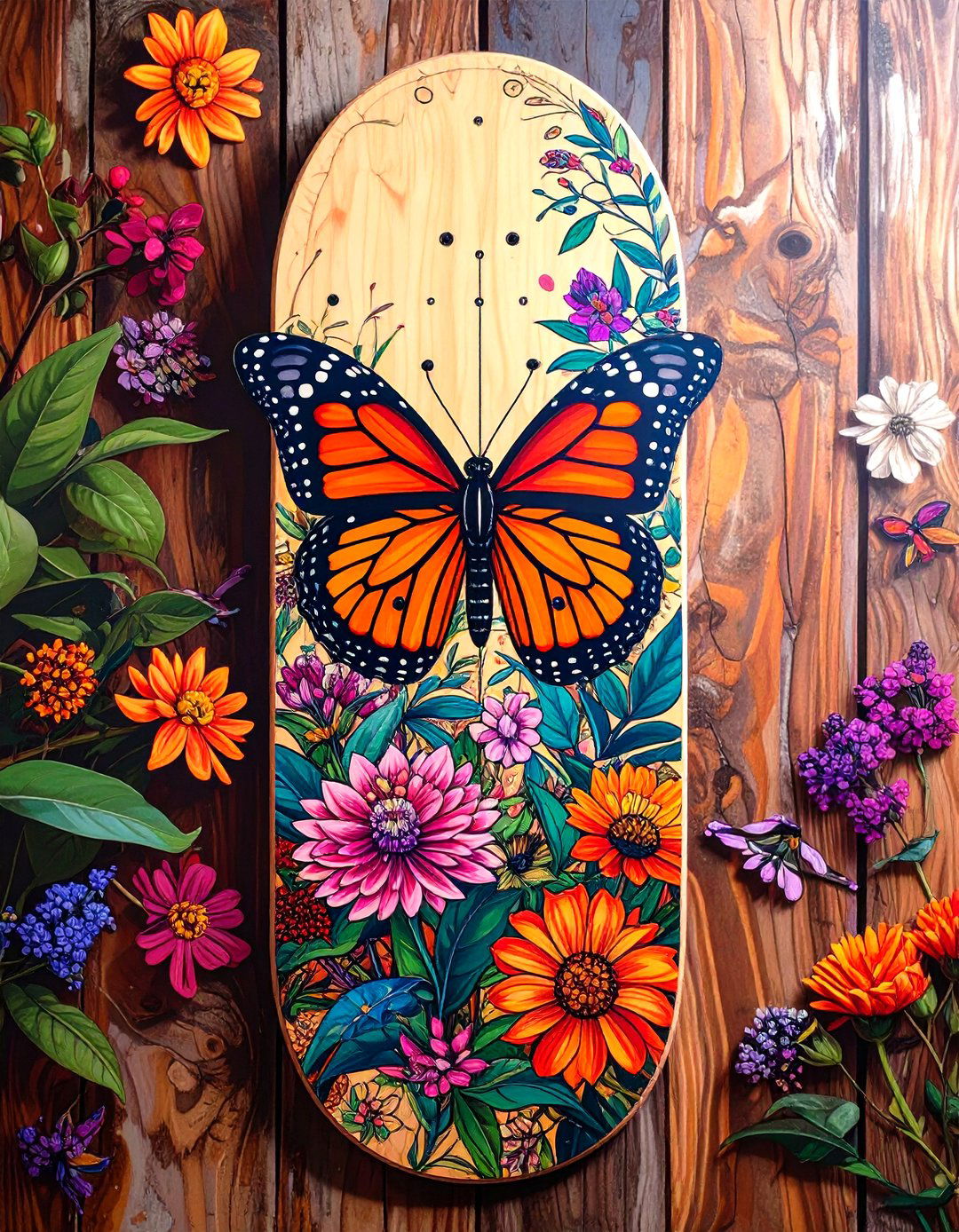 Botanical Illustration Skateboard Deck Design - 30 skateboard deck designs