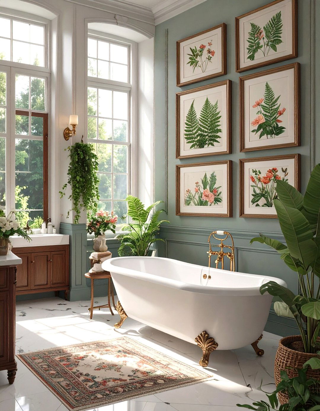 Botanical Print Artwork - 30 victorian bathroom ideas