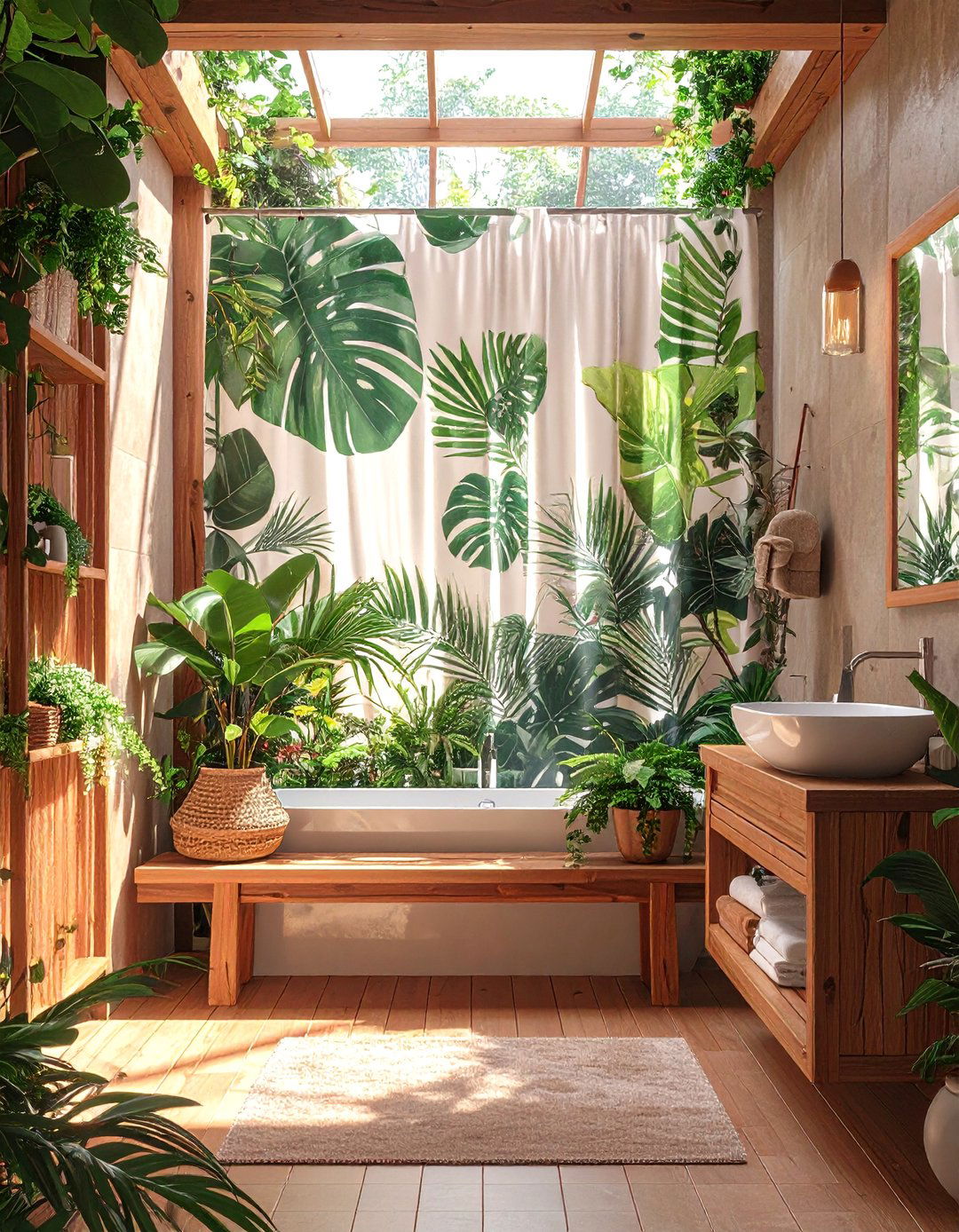 Botanical Print Bathroom Curtain - 30 bathroom curtains ideas