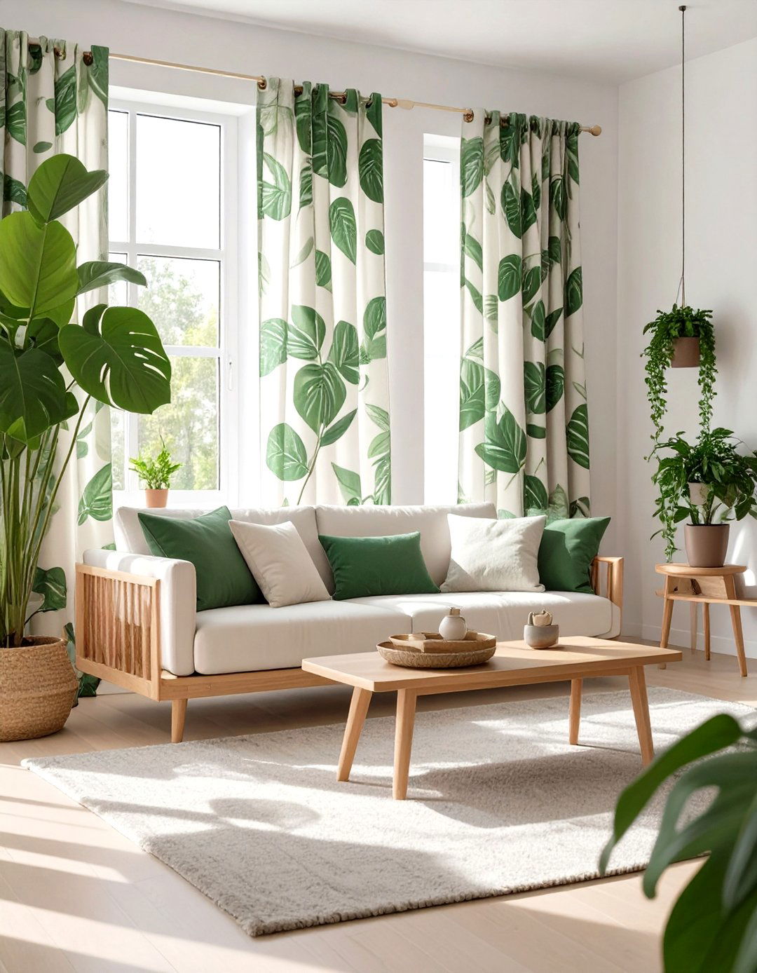 Botanical Print Curtains for a Touch of Nature - 30 curtain ideas for living room