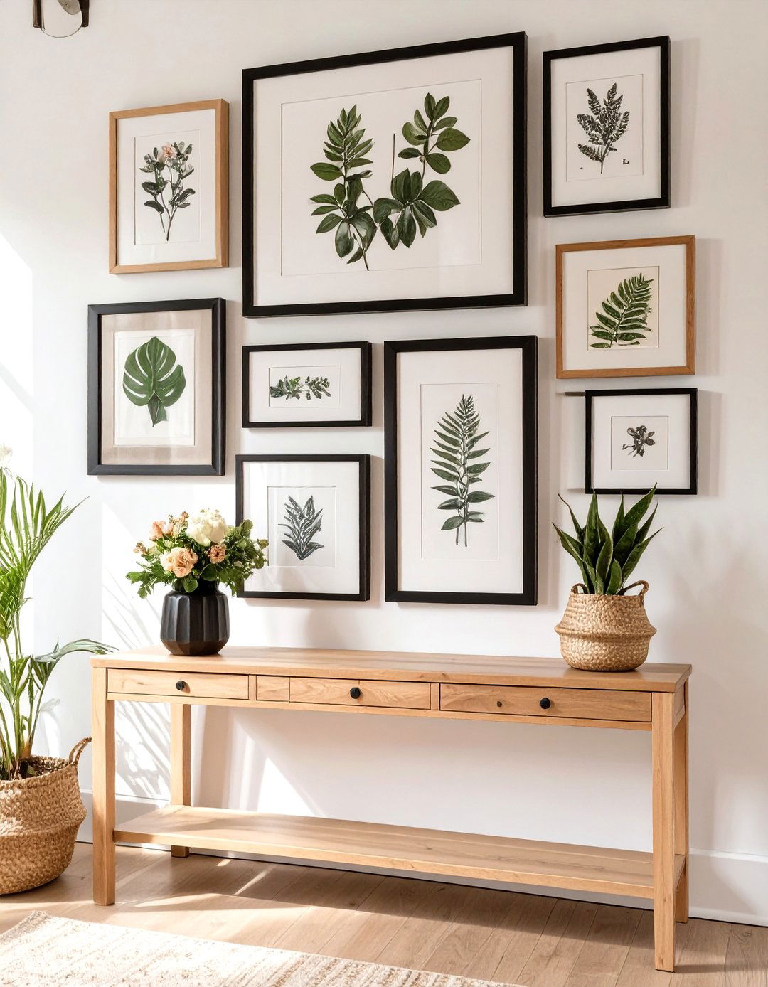Botanical Print Gallery Wall - 30 modern farmhouse wall decor ideas