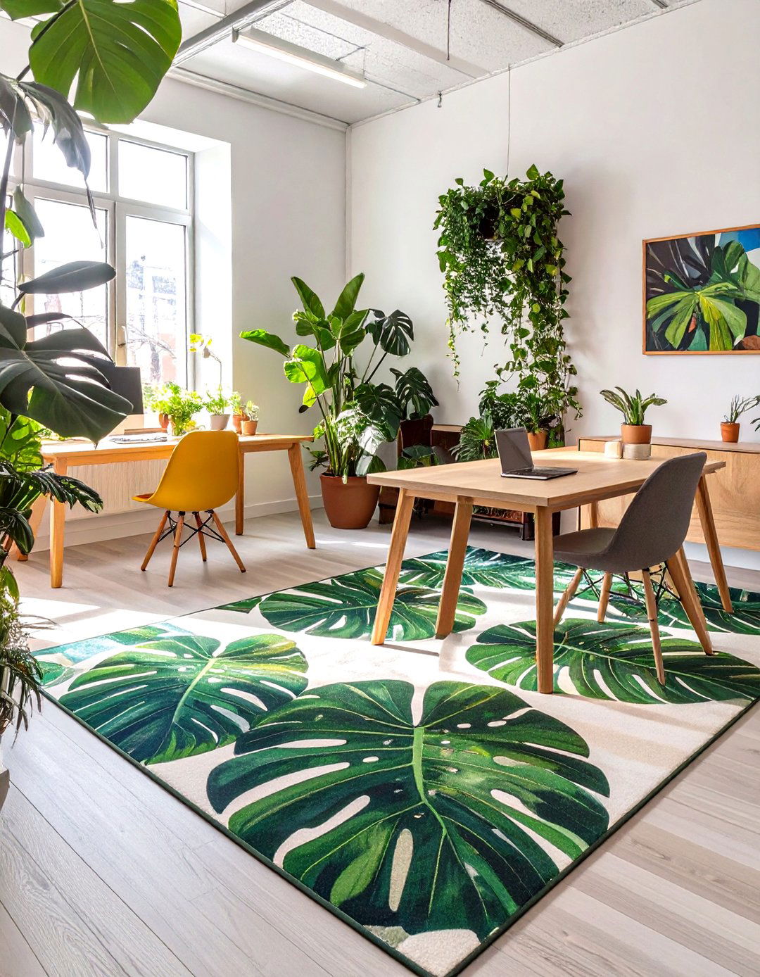 Botanical Print Office Rug - 30 office rug ideas