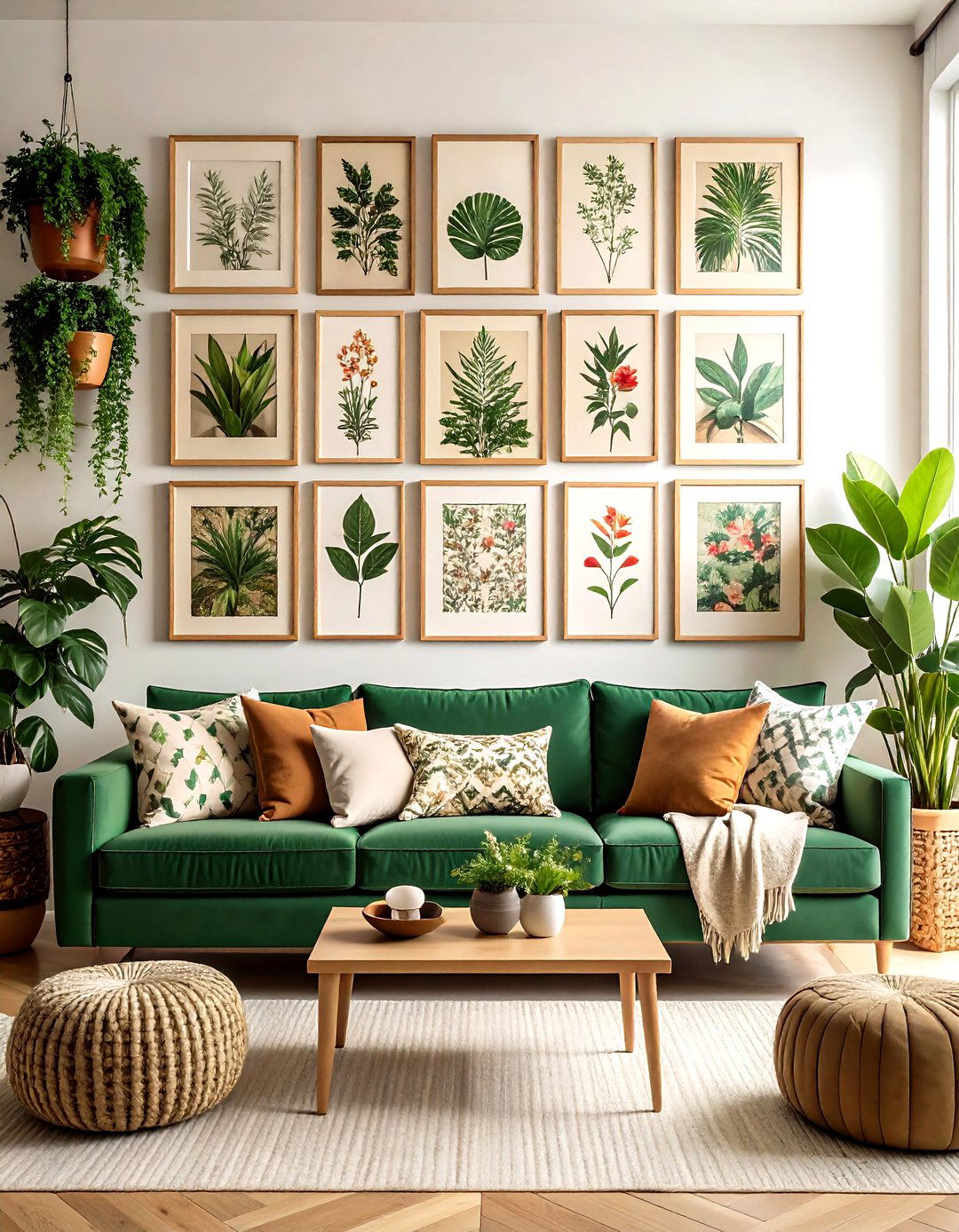 Botanical Print Picture Wall - 30 picture wall ideas for living room