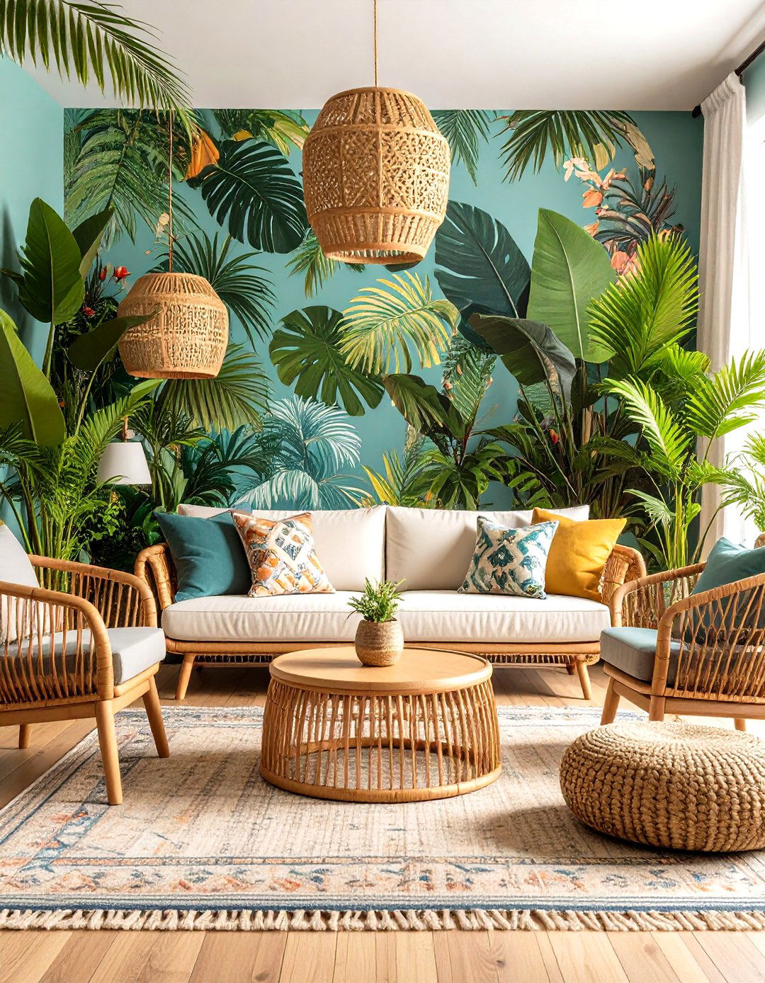 Botanical Wallpaper Living Room Wall - 30 living room wall ideas