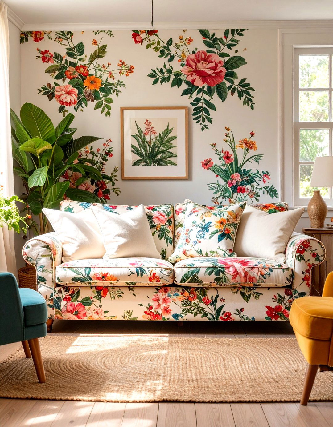 Botanical and Floral Prints - 30 country living room ideas