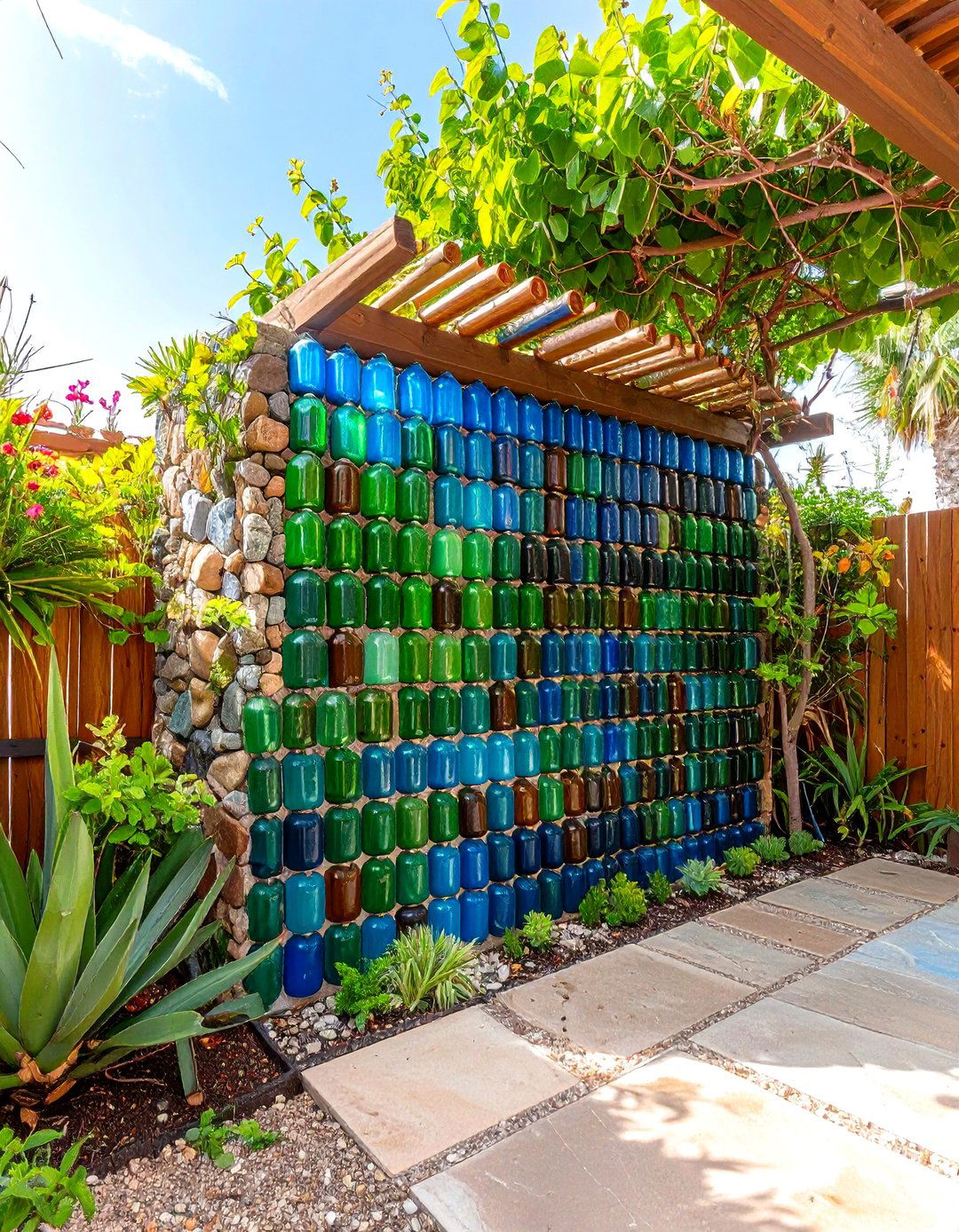 Bottle Wall Outdoor Shower Enclosure - 30 outdoor shower enclosure ideas