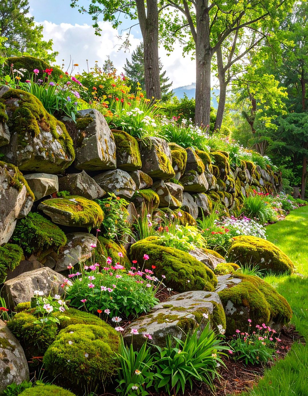 Boulder Retaining Wall - 30 backyard retaining wall ideas
