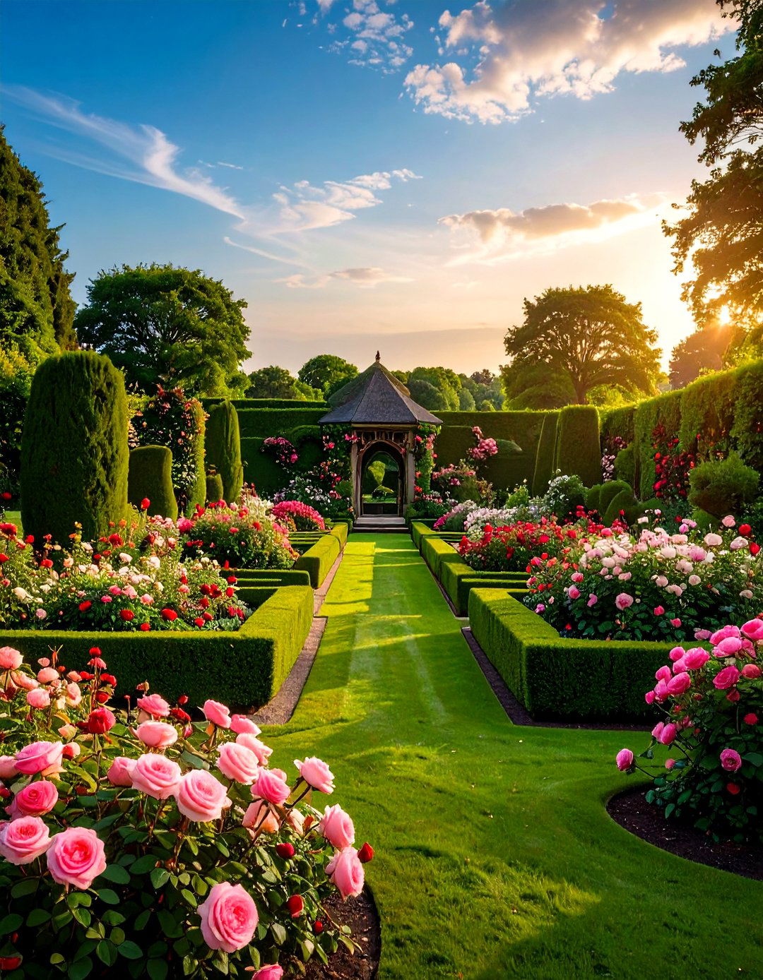 Boxwood and Rose Garden Design - 30 front yard boxwood designs