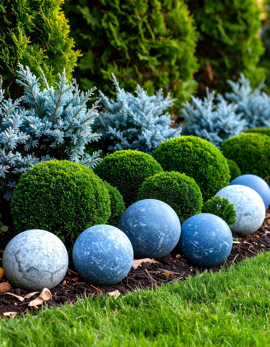 Boxwoods with Contrasting Foliage - 30 front yard boxwood designs