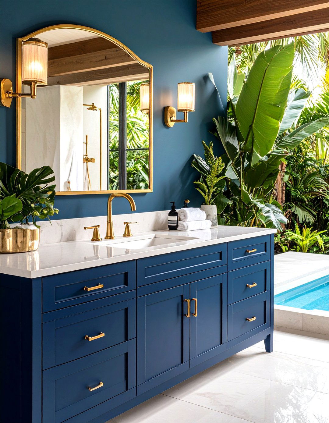 Brass or Gold Fixtures - 30 pool bathroom ideas