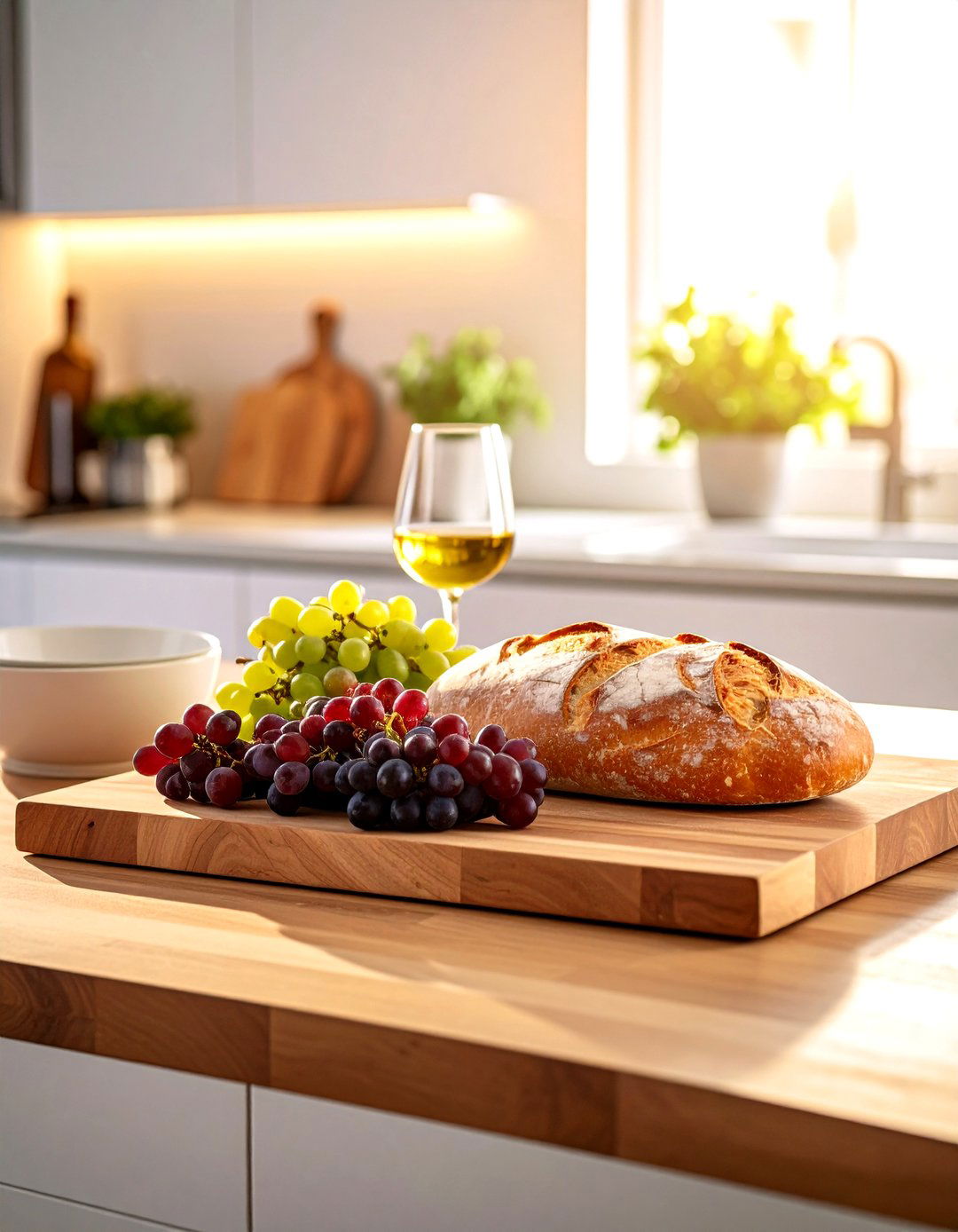 Bread Board with Edibles - 30 kitchen table centerpiece ideas