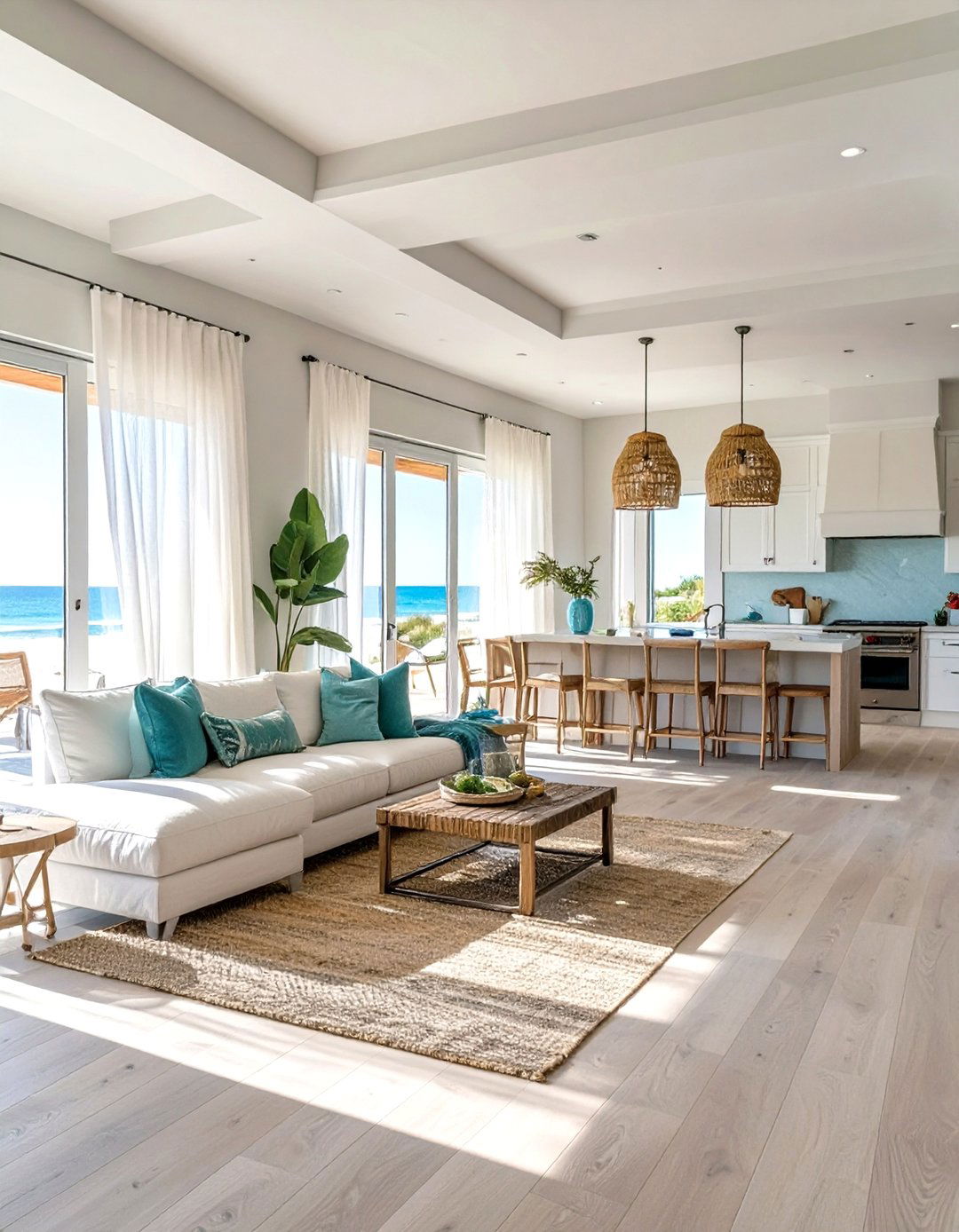 Breezy Open Concept Layout - 30 beach house decor ideas