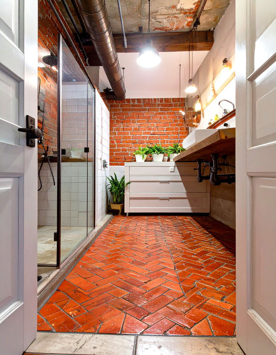 Brick Look Porcelain Tile Shower Floor - 30 shower floor ideas