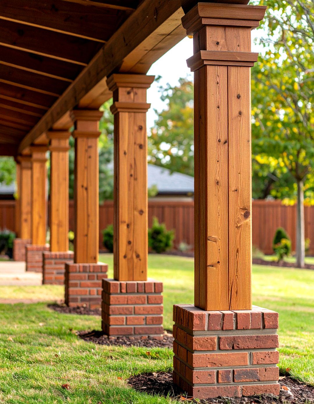 Brick Pier Columns with Wood Posts - 30 front porch column ideas