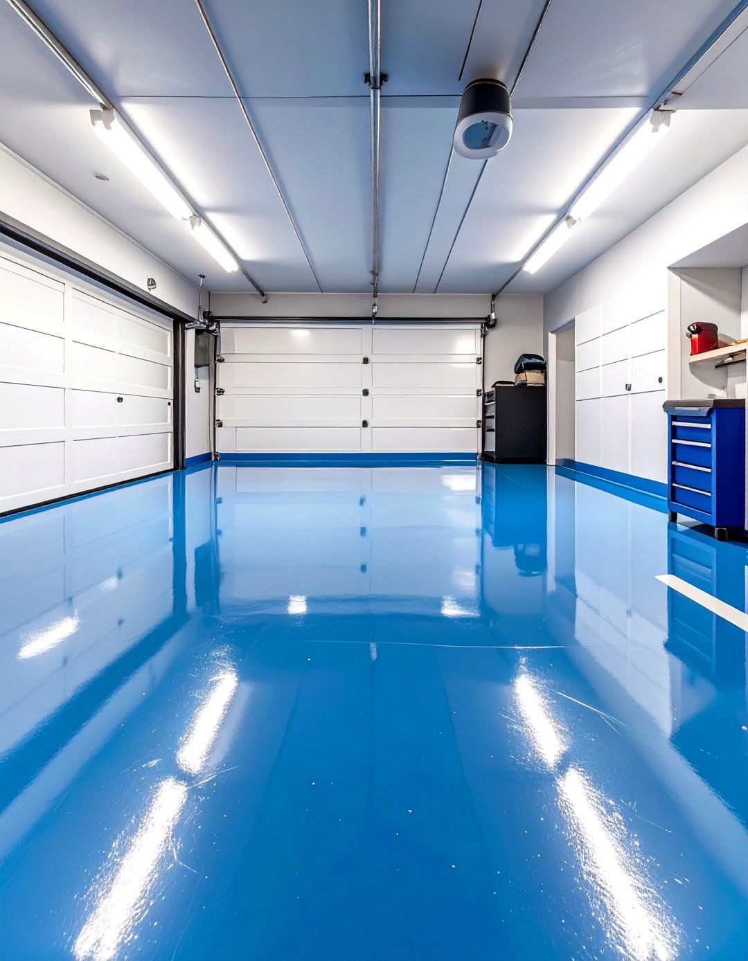 Bright Blue Solid Garage Floor - 30 garage floor paint ideas
