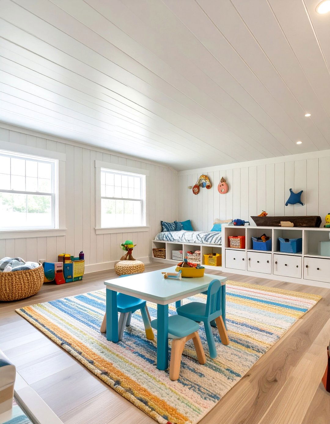 Bright White Beadboard Basement Ceiling - 30 ceiling ideas for basement