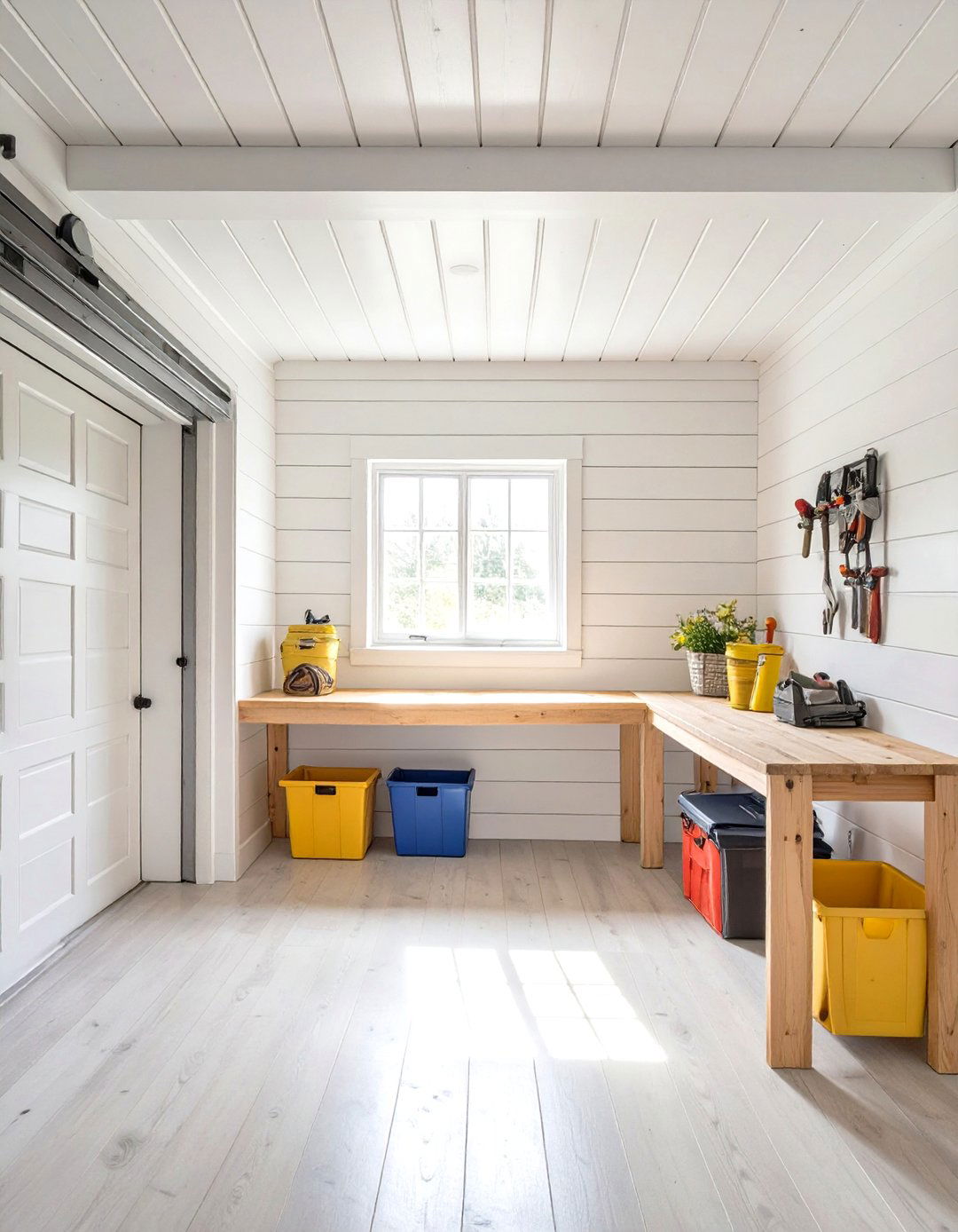 Bright White Shiplap Walls - 30 interior garage wall ideas