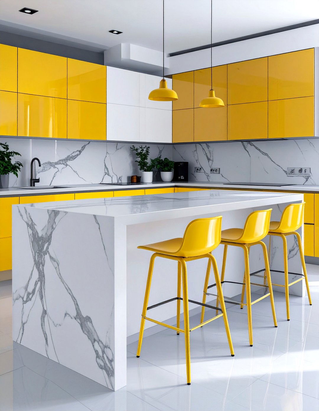 Bright Yellow Kitchen Bar Stools - 30 yellow kitchen ideas