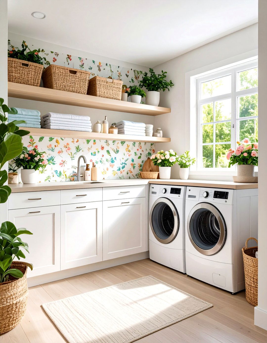 Bright and Airy Laundry Alcove - 30 laundry room closet ideas