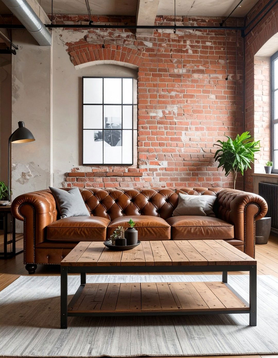 Brown Leather and Industrial Elements - 30 brown living room ideas