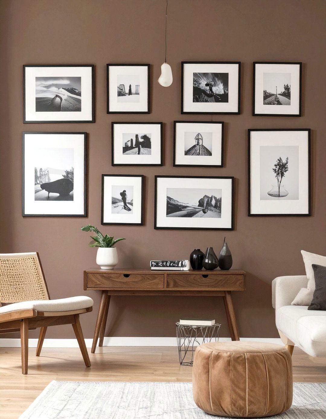 Brown Living Room with a Gallery Wall - 30 modern brown living room ideas