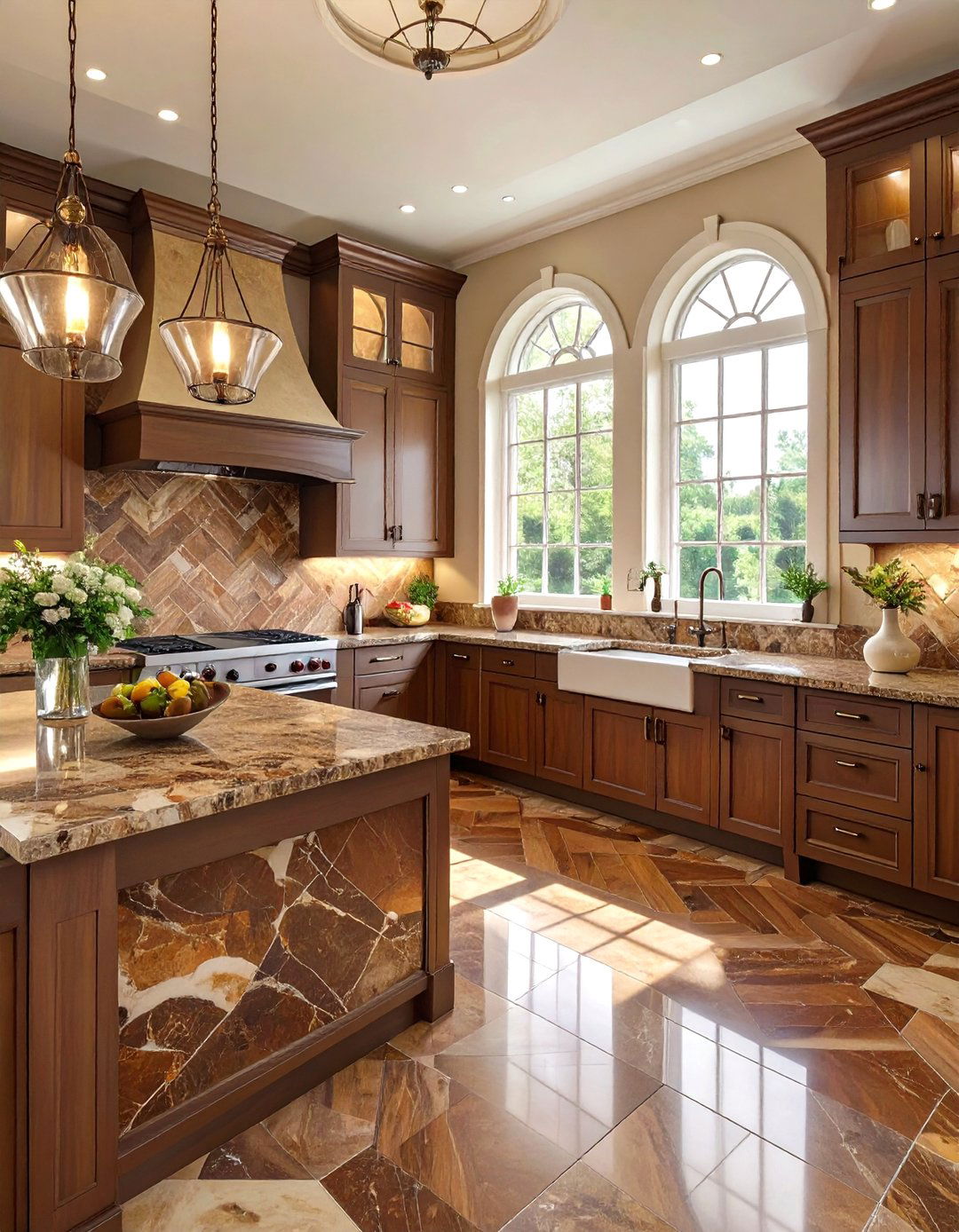 Brown Marble Mosaic Backsplash - 30 backsplash ideas for fantasy brown granite countertops
