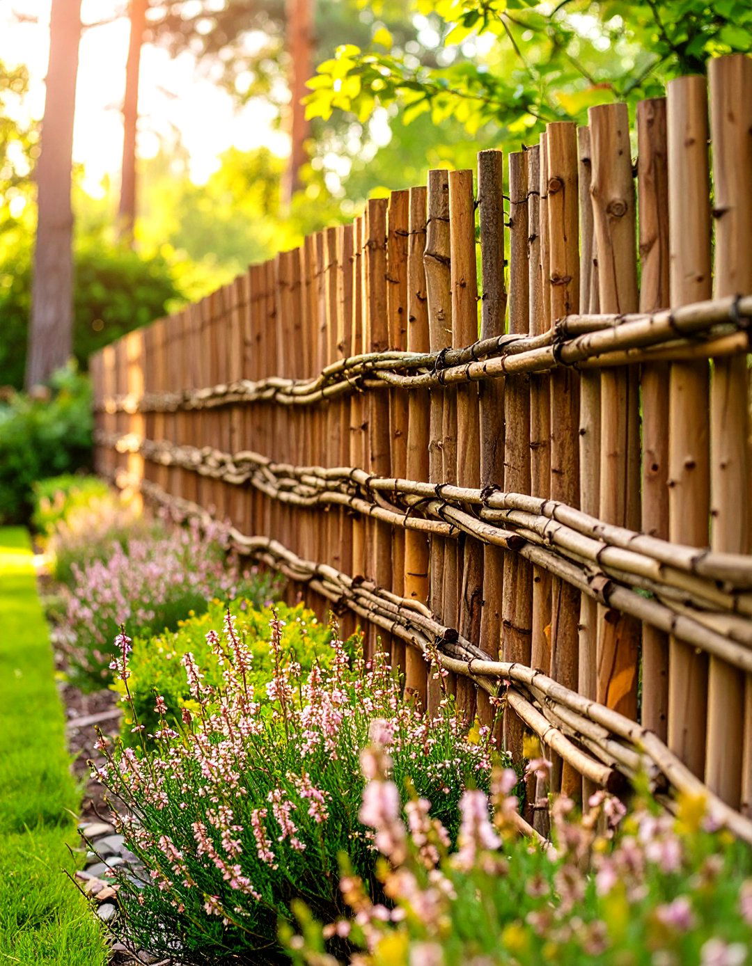 Brushwood Panel Fence - 30 cheap front yard fence ideas
