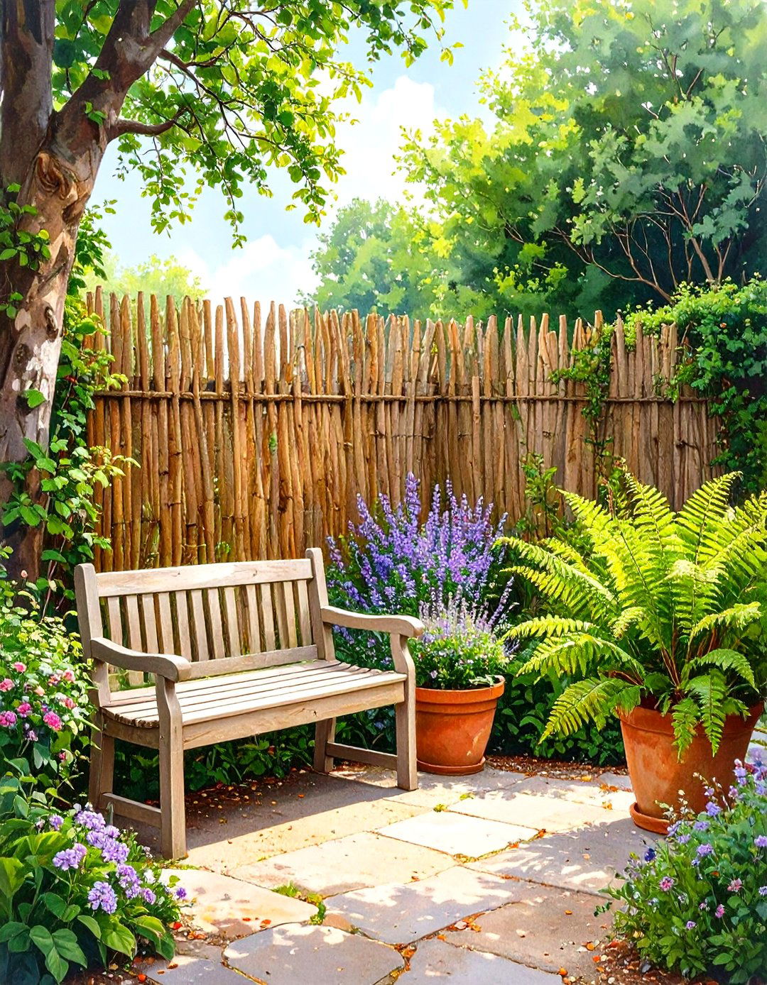 Brushwood Screen Fence - 30 small garden fence ideas