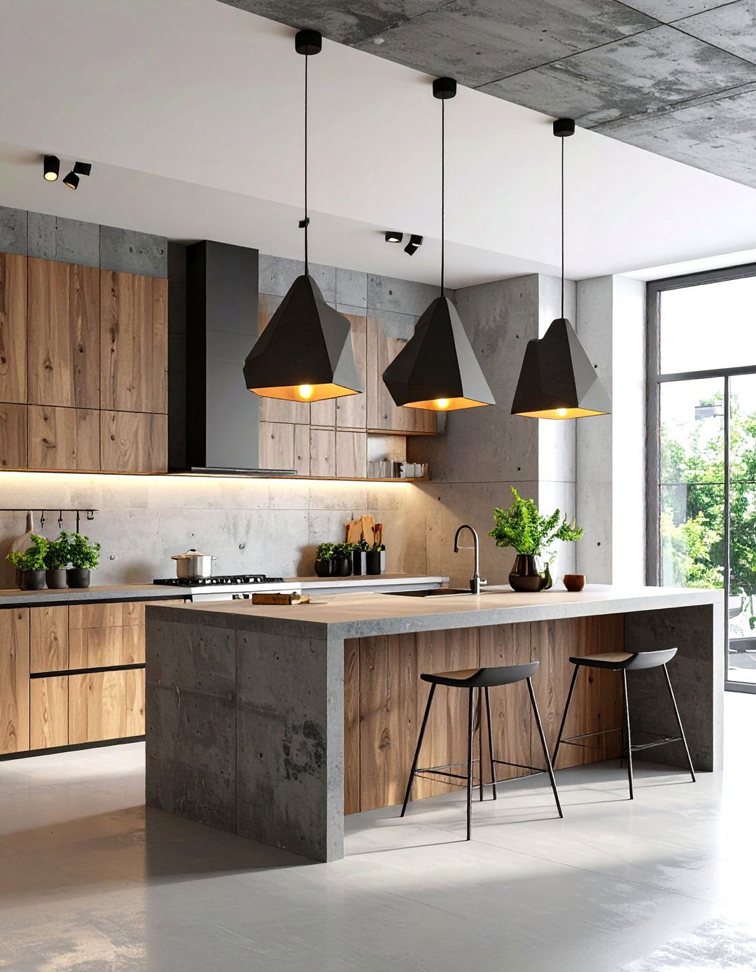 Brutalist Kitchen Concrete Pendant Lights - 30 kitchen light ideas