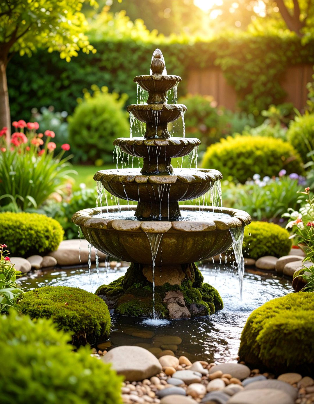 Bubbling Rock Garden Fountain - 30 garden fountain ideas