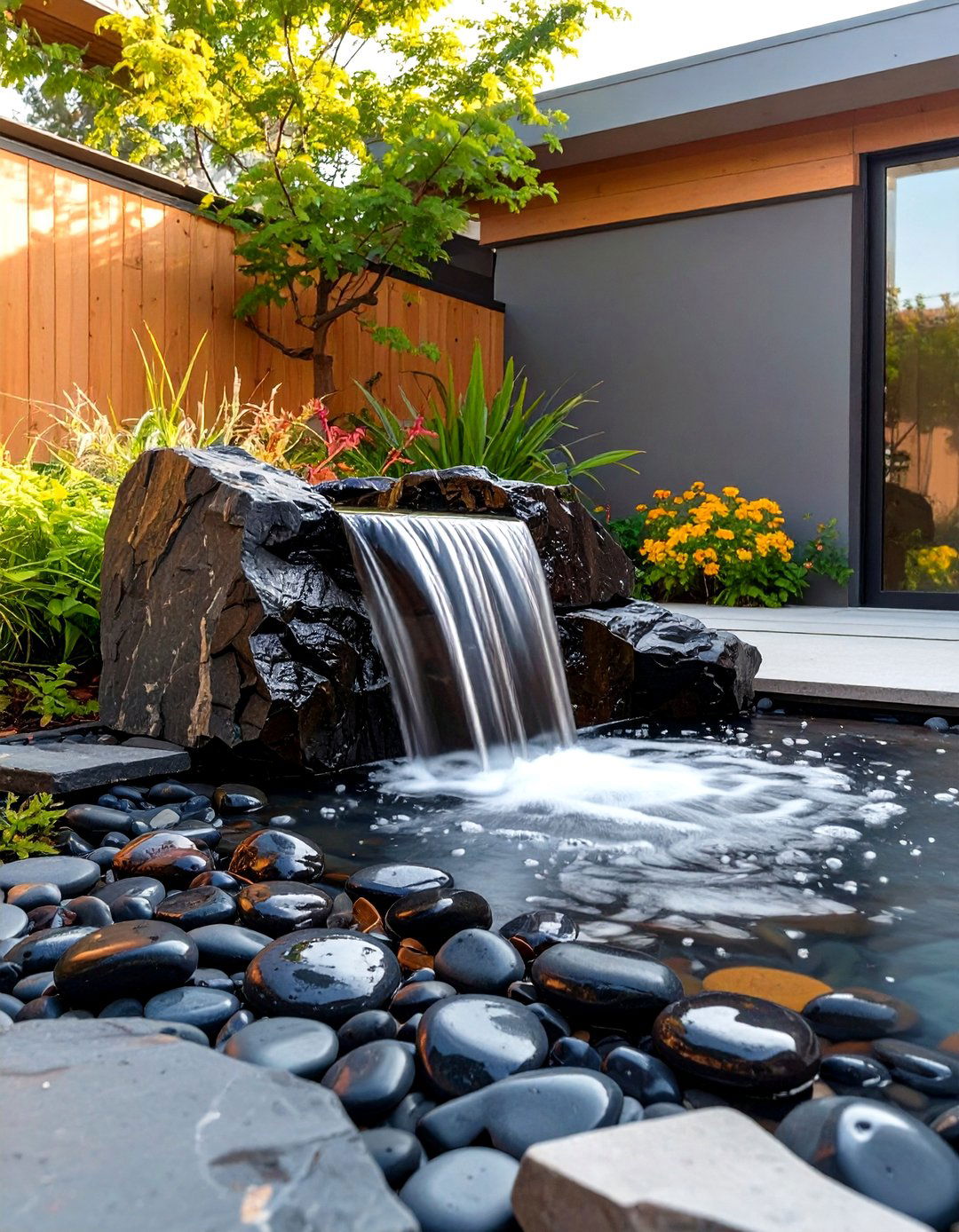 Bubbling Rock Water Feature - 30 outdoor landscaping ideas