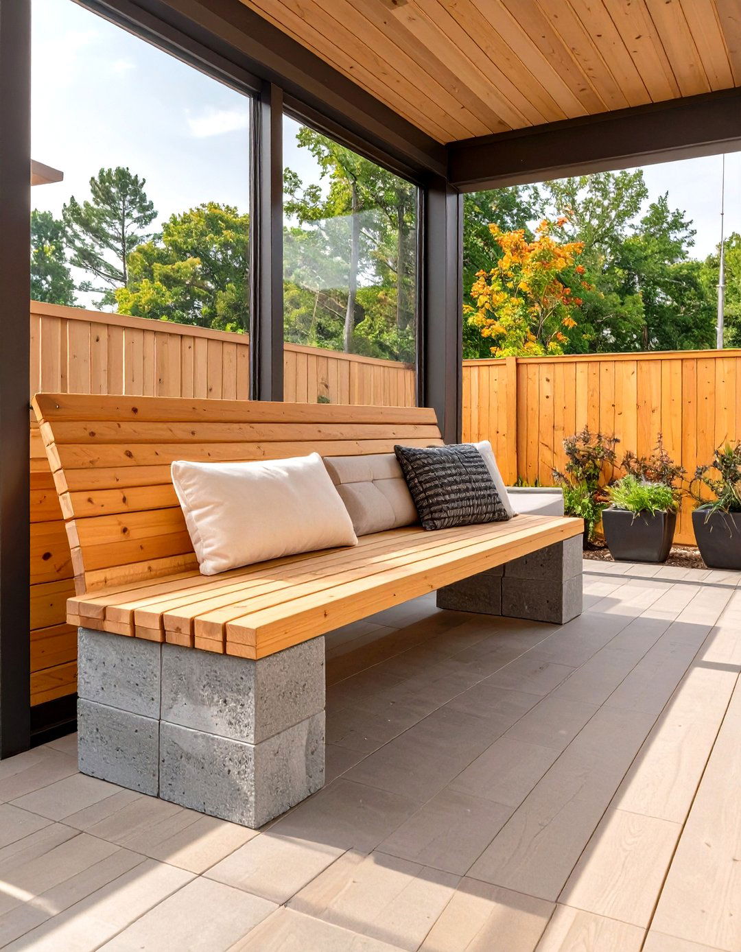 Build Furniture from Cinder Blocks and Wood - 30 screen porch ideas on a budget