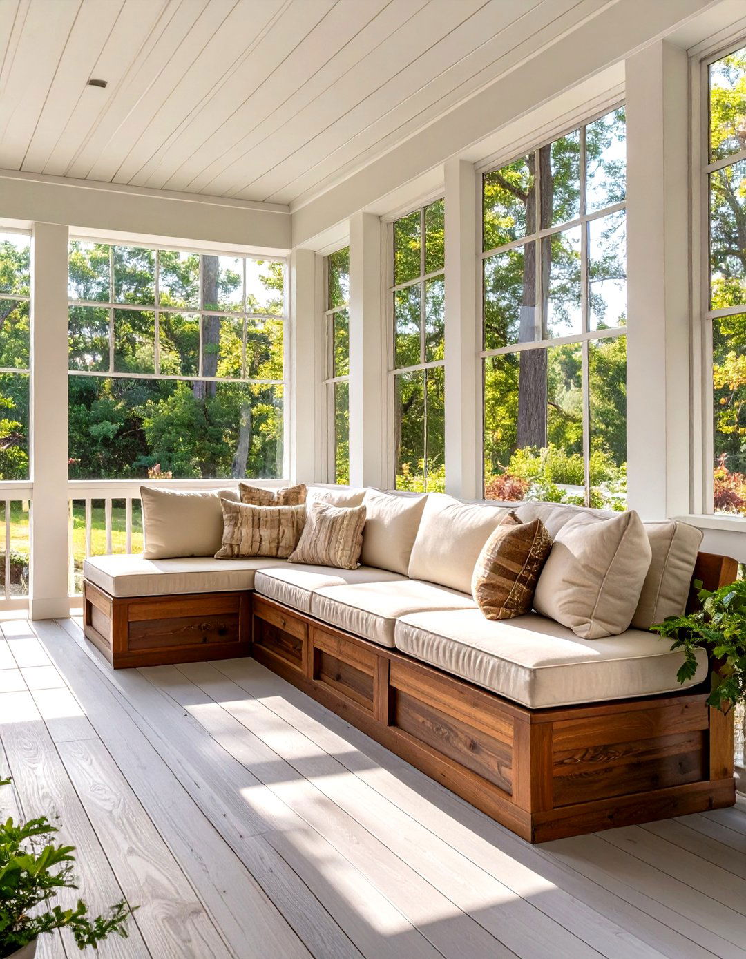 Build Simple Built In Benches - 30 screen porch ideas on a budget