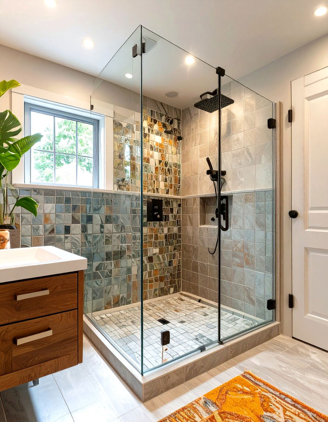 Build a Half Wall for Partial Privacy - 30 shower renovation ideas