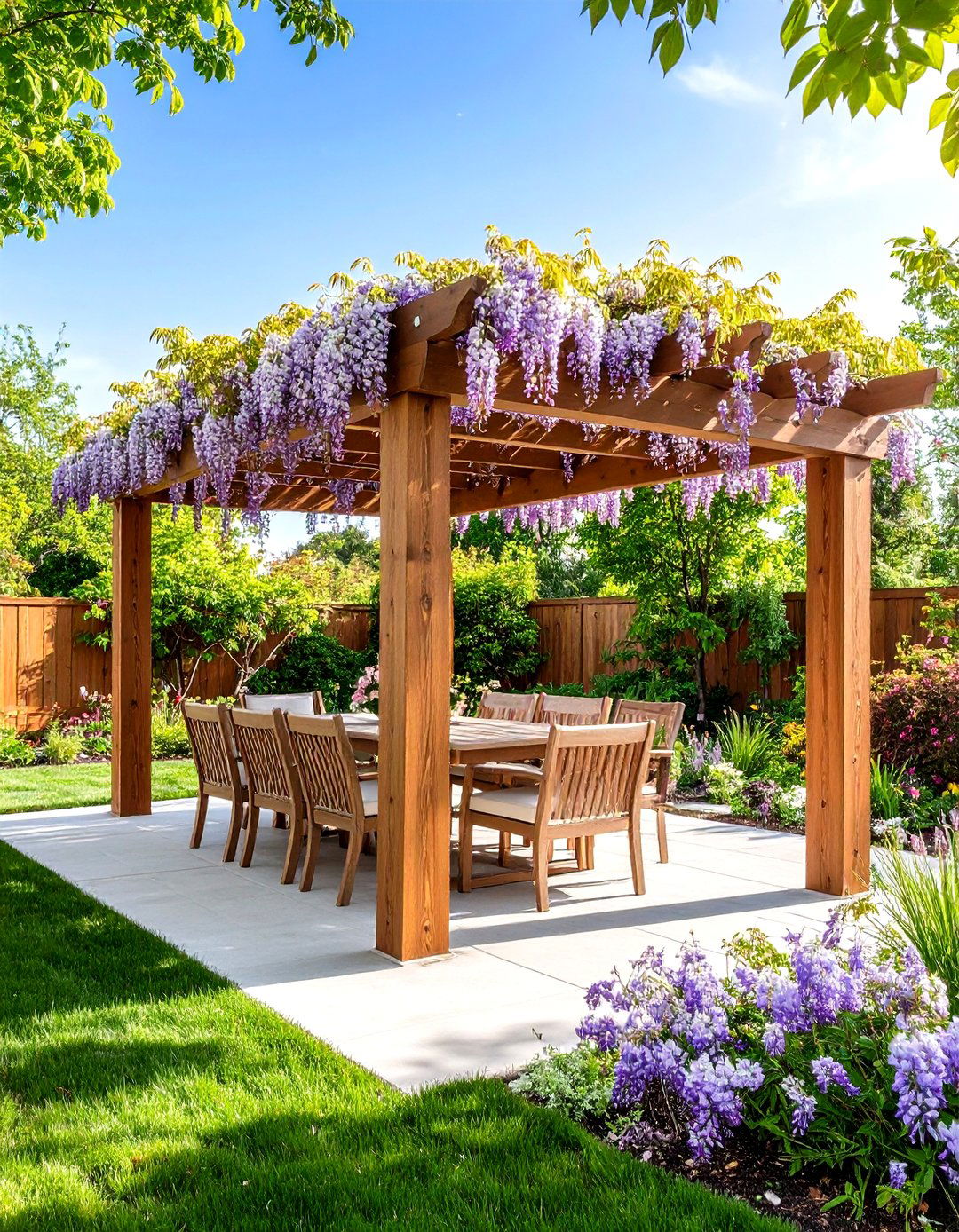 Building a Patio Pergola with Climbing Vines - 30 patio landscaping ideas