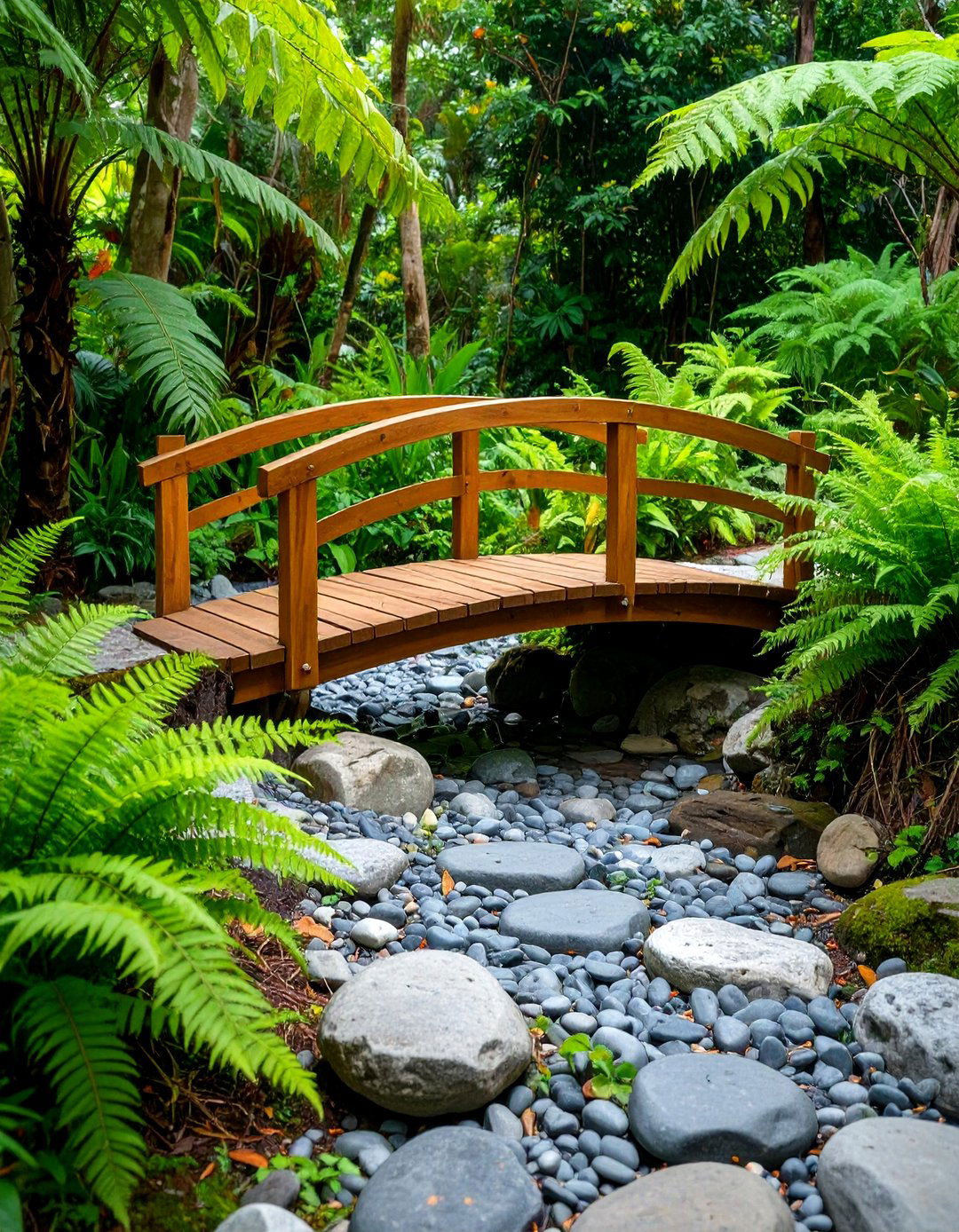 Building a Small Bridge Over a Dry Creek Bed - 30 tropical backyard ideas