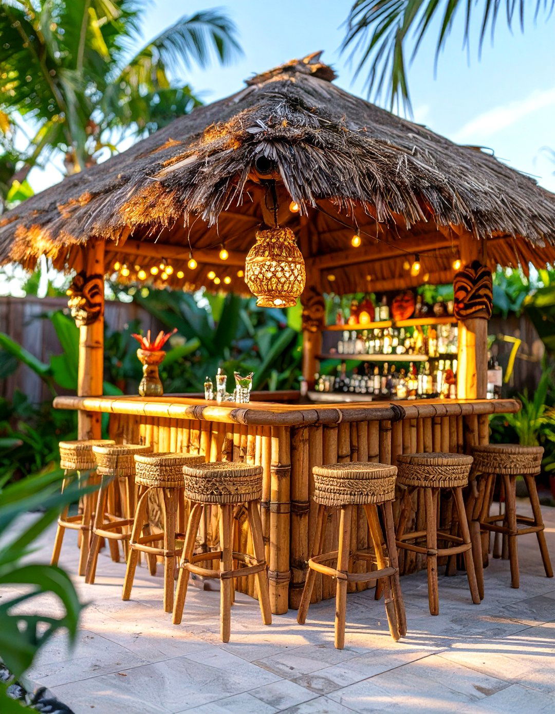 Building a Thatched Roof Tiki Bar - 30 tropical backyard ideas