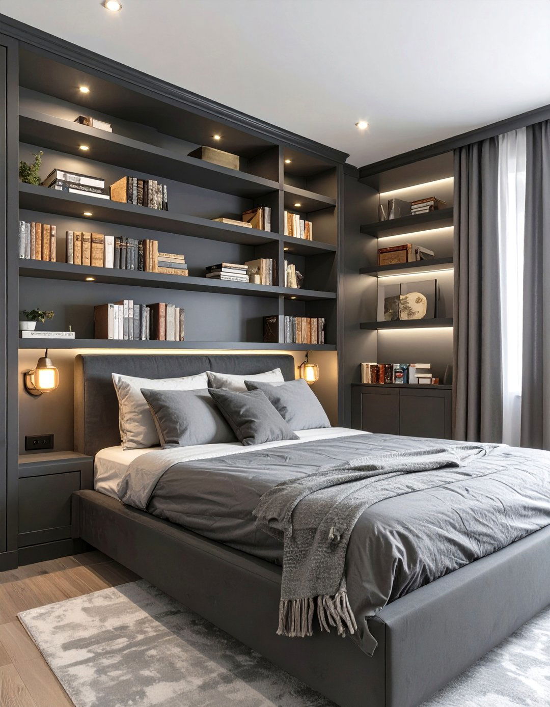 Built In Bedroom Shelves Around the Bed - 30 bedroom shelf ideas