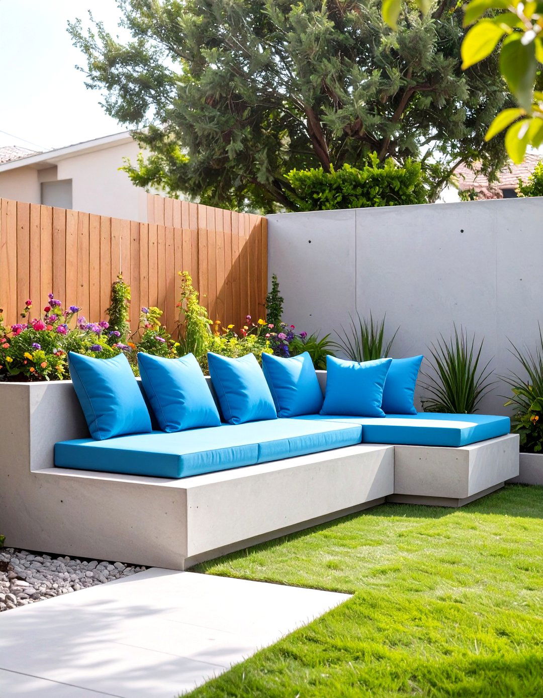 Built In Bench Seating - 30 small backyard ideas no grass