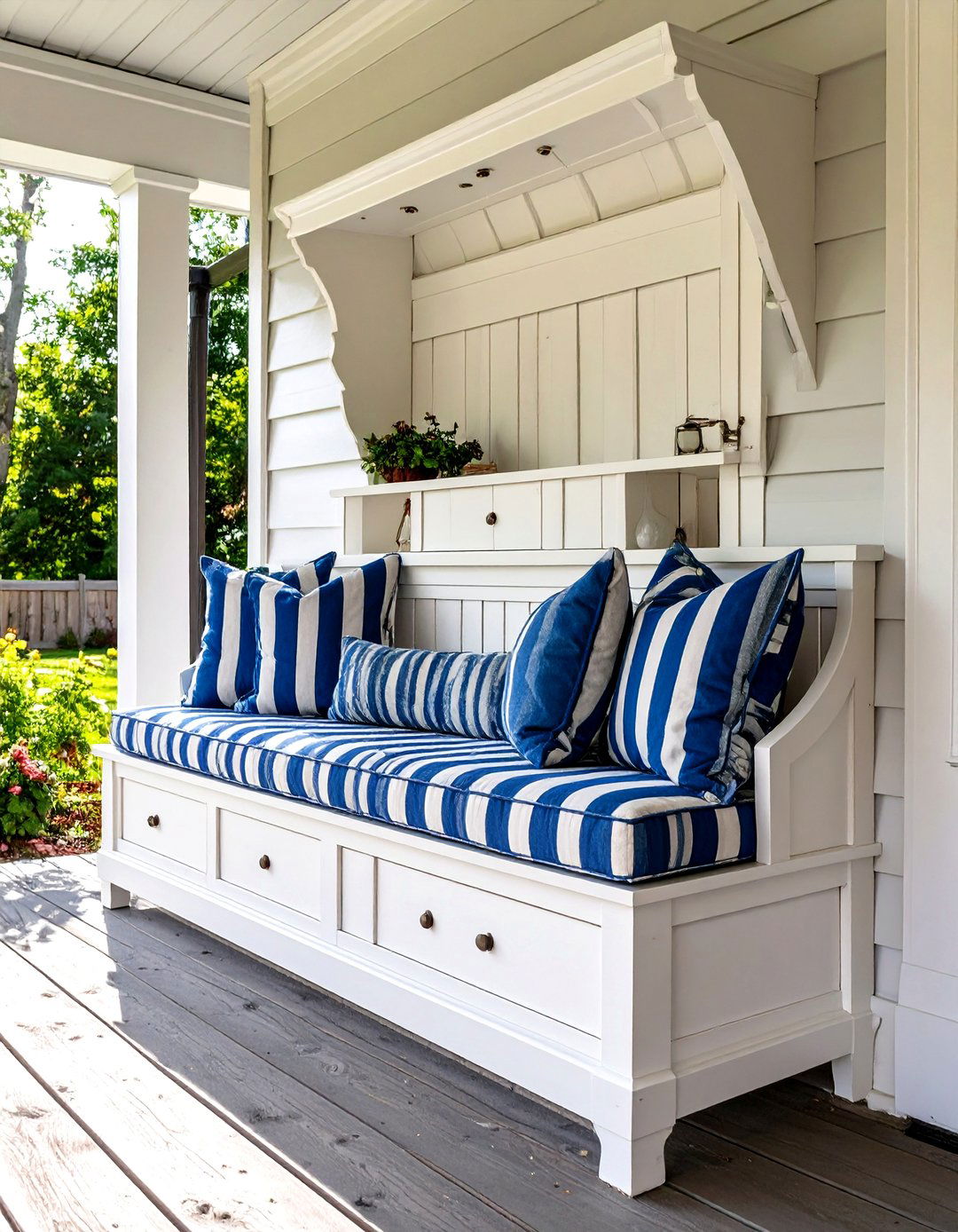 Built In Bench with Storage for a Small Porch - 30 small back porch ideas