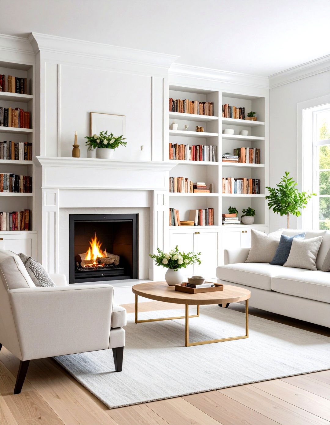 Built In Bookcases Around a Fireplace - 30 pottery barn living room ideas