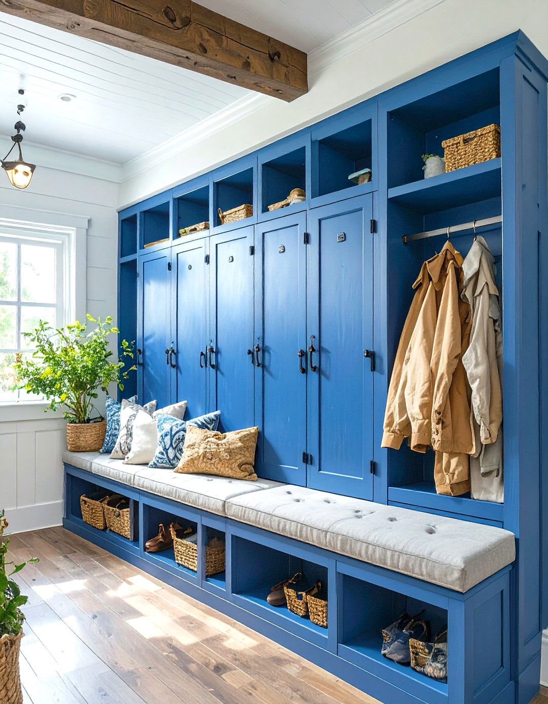 Built In Mudroom Bench with Tall Lockers - 30 mudroom bench ideas