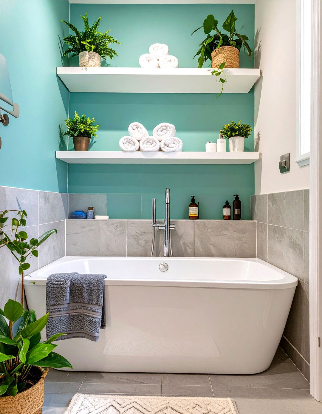 Built In Shelving Above the Tub - 30 small bathroom ideas with tub