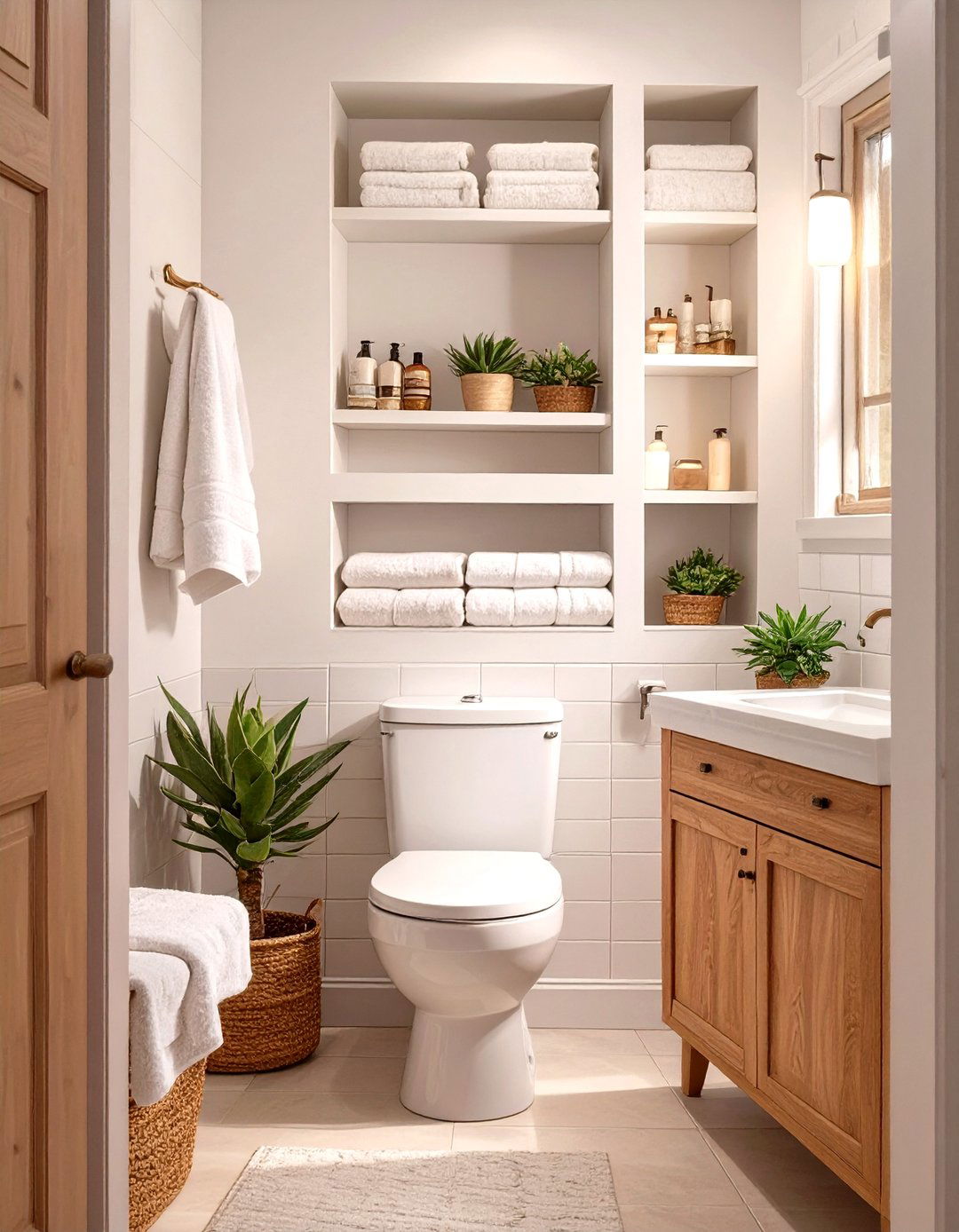 Built In Shelving to Maximize Storage - 30 small half bathroom ideas