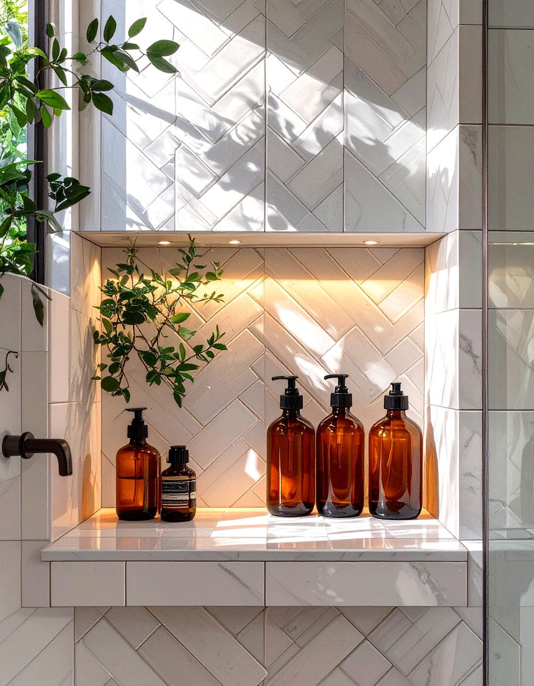 Built In Shower Niche - 30 small bathroom makeover ideas