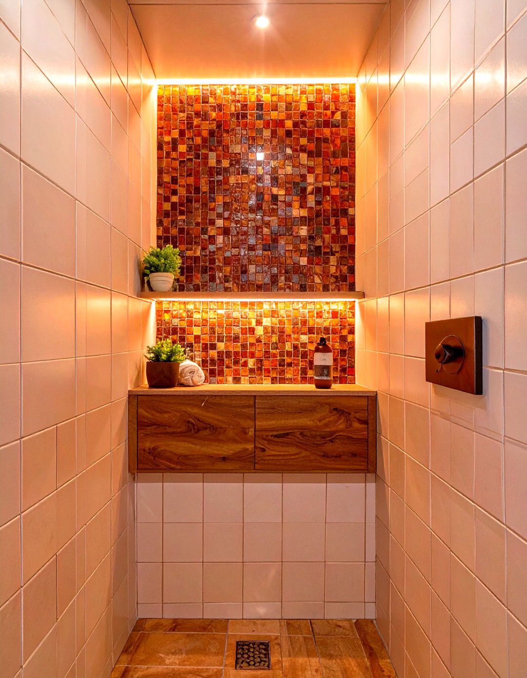 Built In Shower Niche for Clutter Free Storage - 30 small bathroom remodel ideas with shower